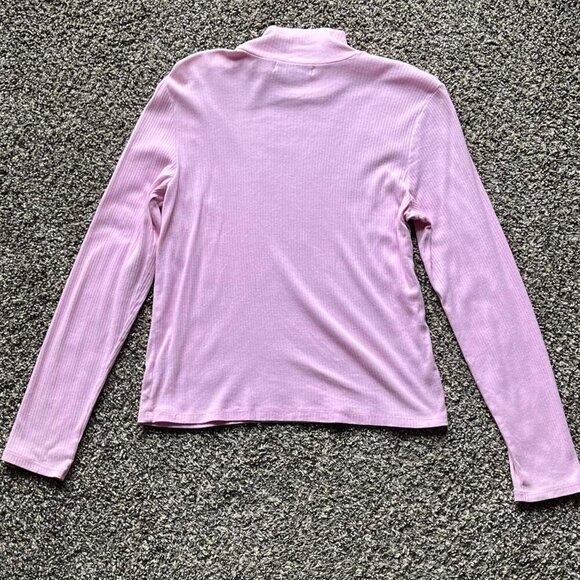 Pink/Lilac Michael Kors Long Sleeve Large Turtleneck Shirt Button Shoulder Shirt - Picture 4 of 6